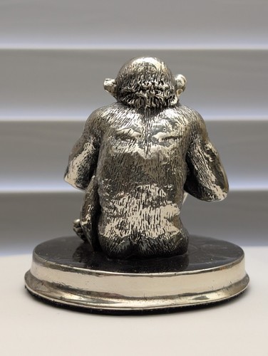 Fine 99.9% Pure Silver Chimpanzee Monkey w Infant Hollow Electroform Statue - Picture 5 of 8