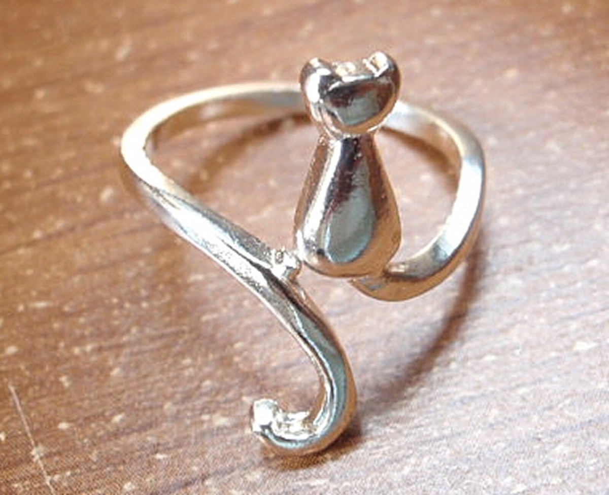 Sitting Kitty Cat Ring 925 Sterling Silver size 6 1/2 to 8 1/4 | eBay
