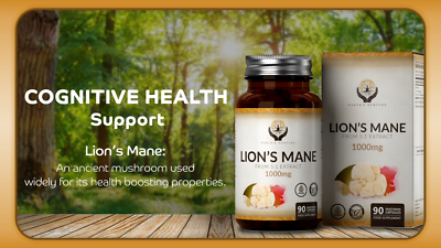 Crinière De Lion (Lion's Mane) 1000 Mg - 90 Capsules - Complément Cognitif Et Immunitaire - Fabriqué Au UK