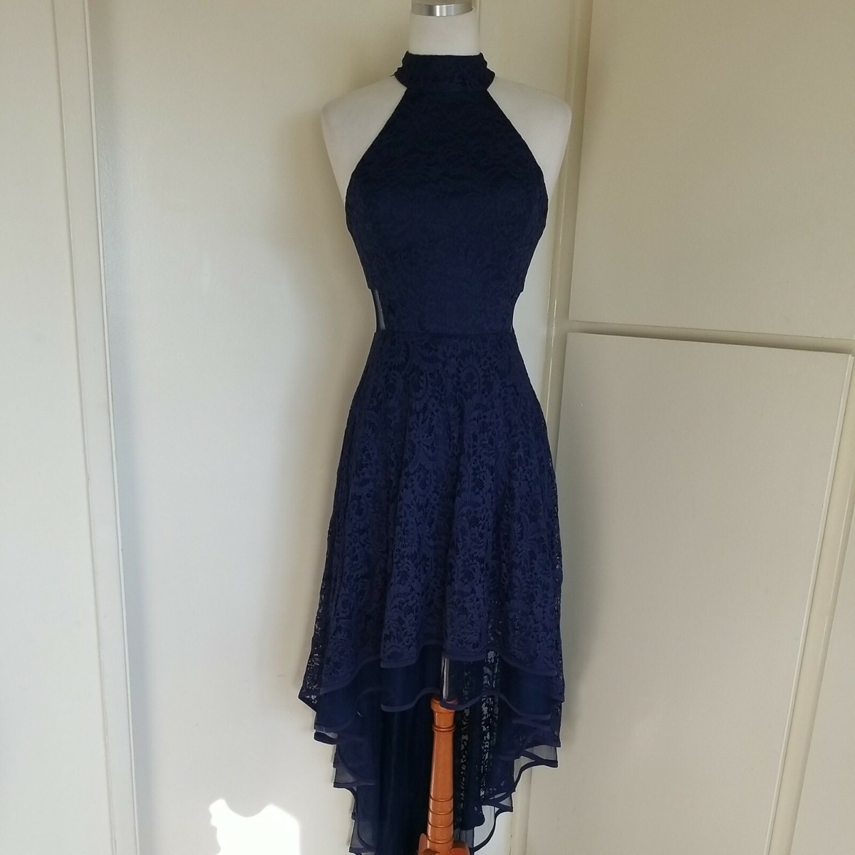Speechless Gown/Dress Navy Blue Lace High-Low Lace Halter Junior Size S,EUC | eBay Speechless Gown/Dress Navy Blue Lace High-Low Lace Halter Junior Size S,EUC | eBay