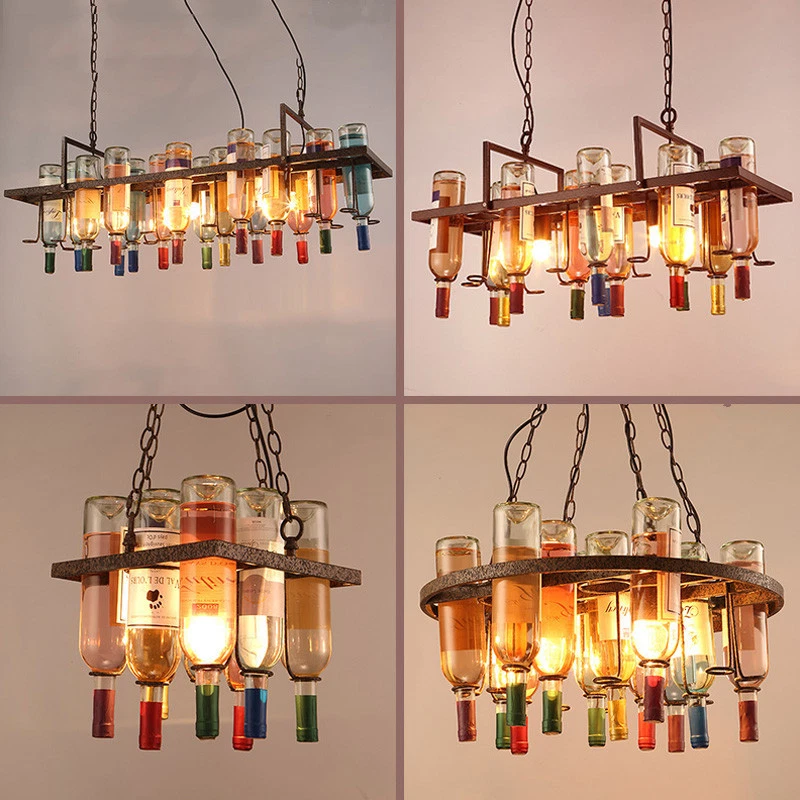 Hanging Wine Bottle Chandelier Pendant Lamp Ceiling Light Fixture