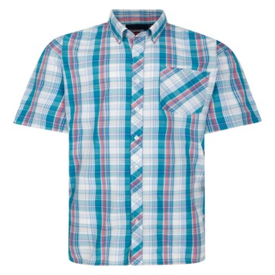 ESPIONAGE SHORT SLEEVE  SH 443 GREEN/PINK CHECK SHIRT 2XL3XL4XL5XL6XL7XL8XL