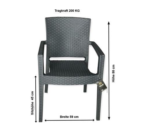 Gartentischmöbel OHNE Glasplatte /90x90x76cm/4 Stück Stühlen mit Armlehnen - Bild 3 von 5