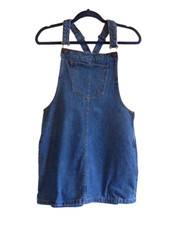FOREVER 21 Women's Y2K Blue DENIM OVERALL MINI DRESS SZ S EXCELLENT