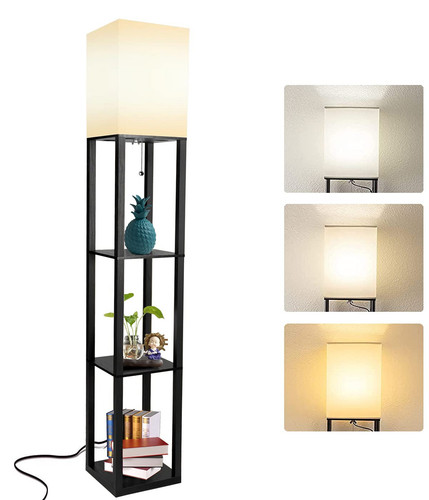 Wishwill Floor Lamp with Shelves, Modern Standing Shelf Lamp with 3 CCT LED B...