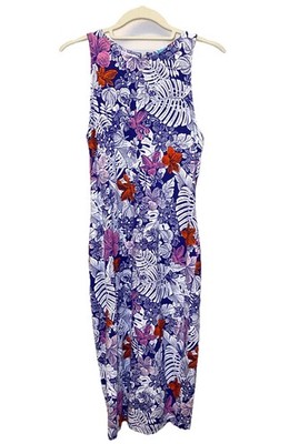 Tori Richard Honolulu SMALL Floral Shift Dress Soft Stretch Hawaiian Purple