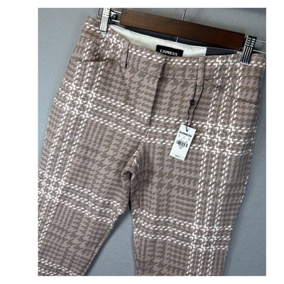 NWT EXPRESS Houndstooth Plaid Skinny Mid Rise Dress Pants Size 2R Career Hipster