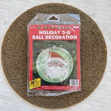 Christmas Inflatable Holiday 3-D Clear Ball Santa 16" Vtg Large Outdoor Ornament