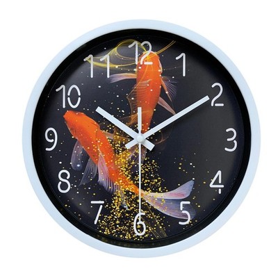 8 Zoll rote Koi Fisch Design Wanduhr leise Quarz Heimdekoration für Reichtum