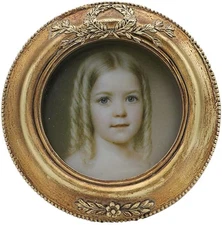 Small Vintage 3X3 round Picture Frame, Mini Antique Ornate Circle Photo Frame, T