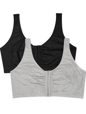 Damen Front Close Builtup Bra SportBH, Undurchsichtige, Schwarzton/meliert Gr...