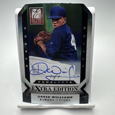 Devin Williams 2013 Panini Elite Extra Edition Blue Ink Auto 1/1 Card #134