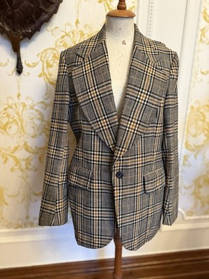Vintage 70er Jahre auffälliges kariertes tailliertes Sakko von Crestman, Nottingham 38''