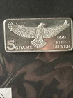 5 Gram .999 Fine Silver Bar Monarch Precious Metals Bald Eagle Designed Bullion