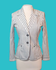 St. John Sport Vintage White with Black Stripes Blazer Size P Preowned