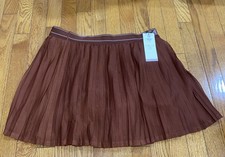 Calia Skort Pleated Mesh High-Rise Red Brown Court Athletic Tennis Large 88