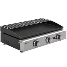 3 Burner Grill Griddle Portable Gas Plancha with Warming Rack 7.5 kW Black