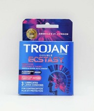Trojan Double Ecstasy Latex Condoms 3  Exp 06/2026  Free Shipping