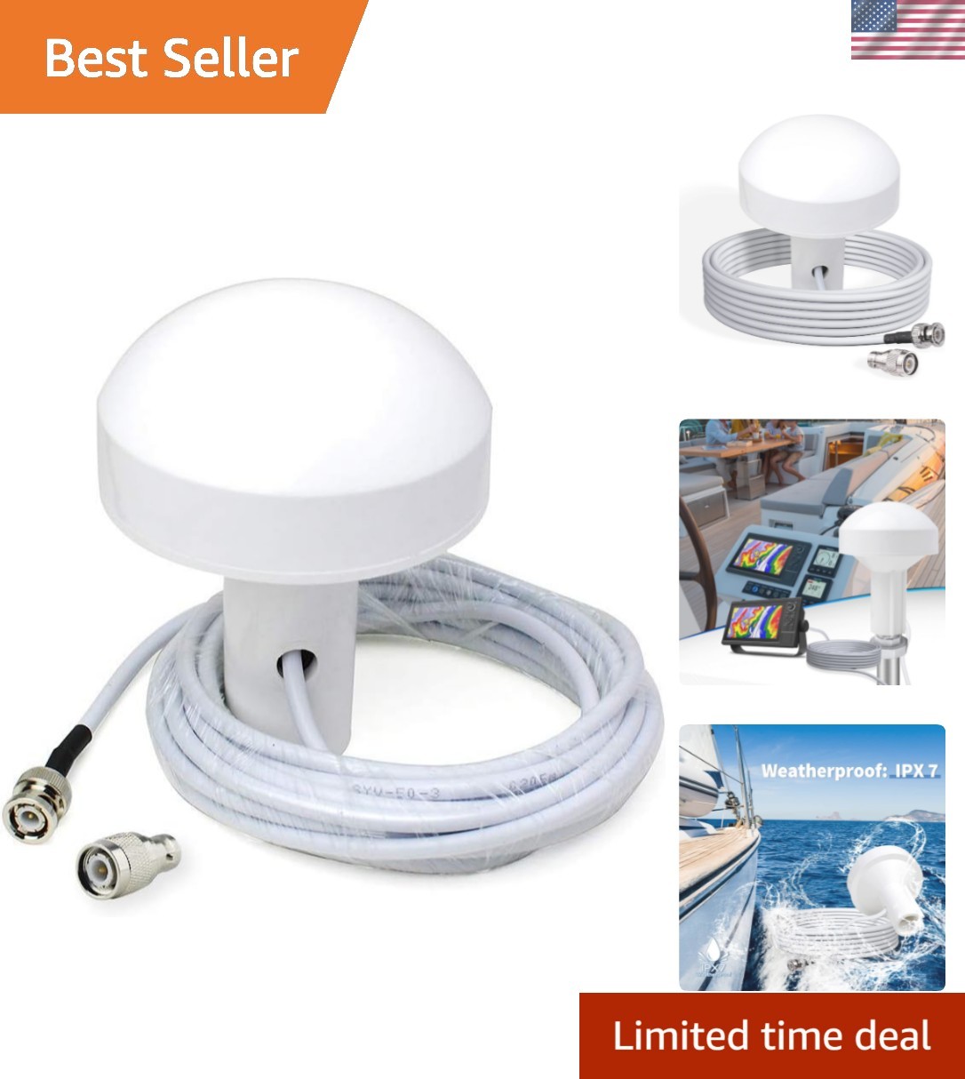 Antenna With 5m Cable & Bnc Connector For Reliable Signal