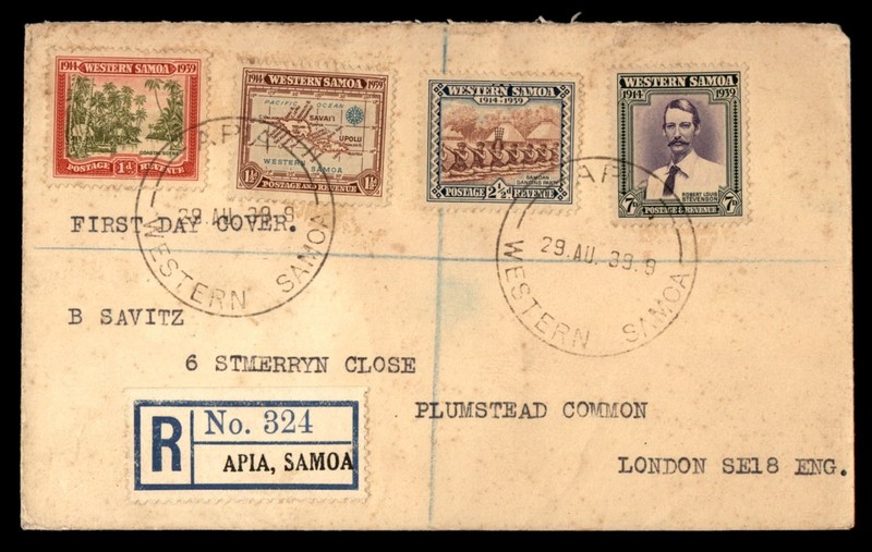 Mayfairstamps Western Samoa FDC 1939 Apia registered to London England First Day