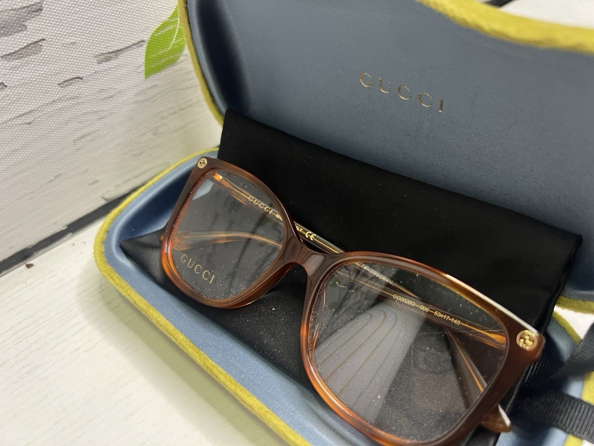 Gucci Eyeglass Frames GG0026O Brown Tortoise Gold Mens Unisex Gucci GG0026O Glasses | Free Shipping and Returns | Eyeconic main image 3