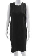 Lauren Ralph Lauren Womens Sheath Shift Striped Black Sleeveless Dress Size M