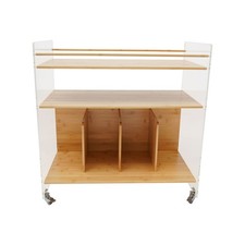 Acrylic Bamboo End Table Side Table Modern 3-tier End Table with Four Wheels USA