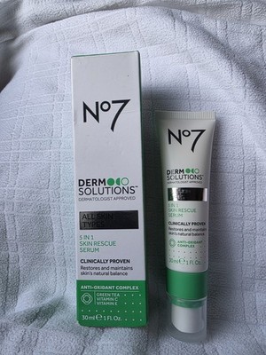 NIB No7 Derm Solutions 5 in 1 Skin Rescue Serum All Skin Types 1oz Anti-Oxidant