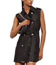 Michael Kors Womens Belted Trench Coat Chambray Dress