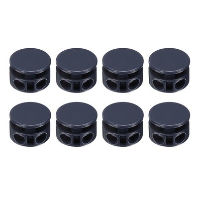 8Pcs Round Cord Locks, 4mm Metal Double Hole Spring Toggle Stopper, Navy Blue