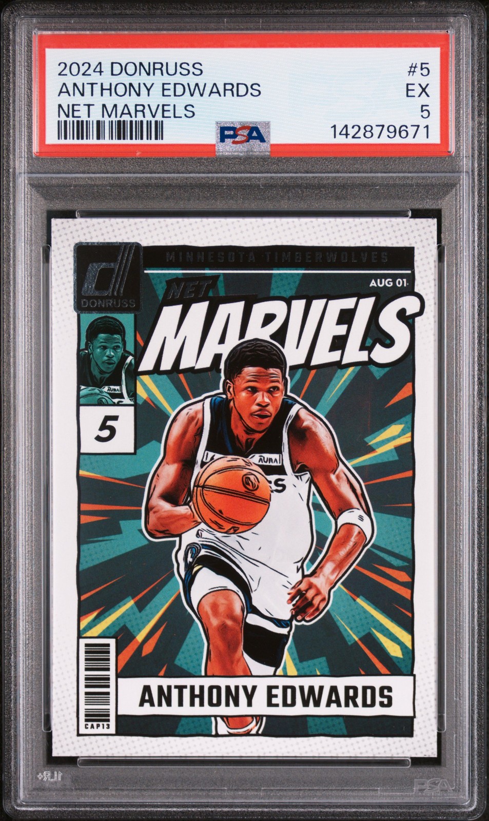 2024 PANINI DONRUSS NET MARVELS #5 ANTHONY EDWARDS PSA 5 view 1