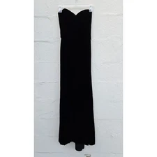 VTG 80s Victor Costa Gown Small 8 Black Velvet Strapless Sweetheart Maxi Dress