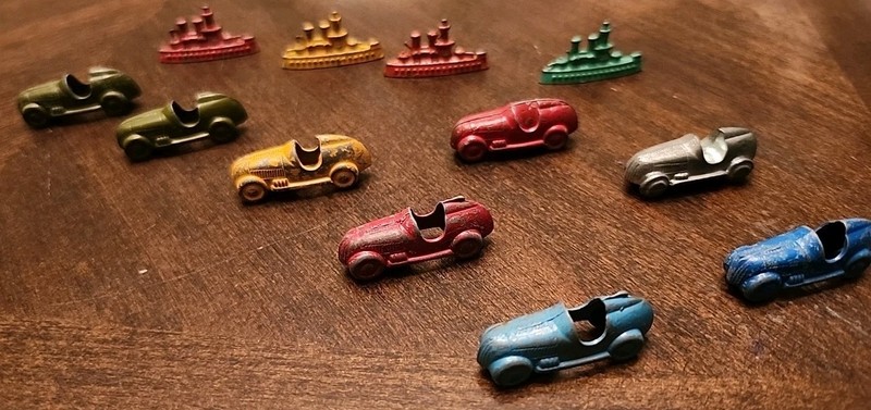 Monopoly Game Token Lot of 12-8 Cars & 4 Ships-Pre 1960, 62, 63-Unique Types-HTF