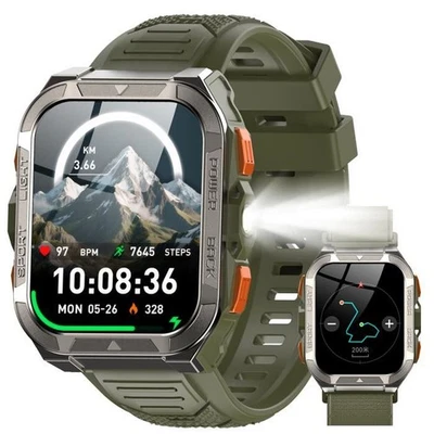 BLACKVIEW GPS Smartwatch Herren Militär, 100 Tage Akkulaufzeit/LED Taschenlampe/Kompass