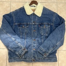Levi s Vintage Y2K Denim Trucker Jean Jacket Sherpa Men s XL Blue 70520-0315 EUC