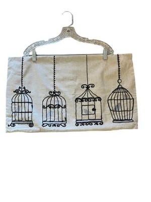 French Country Embroidered Bird Cages Decor Pillow Cover 23X 14