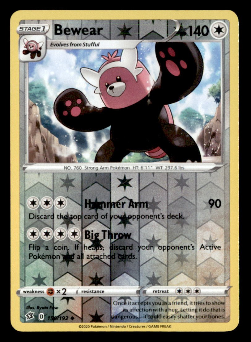 Bewear 150/192 Uncommon Rebel Clash Pokemon Reverse Holo Near Mint