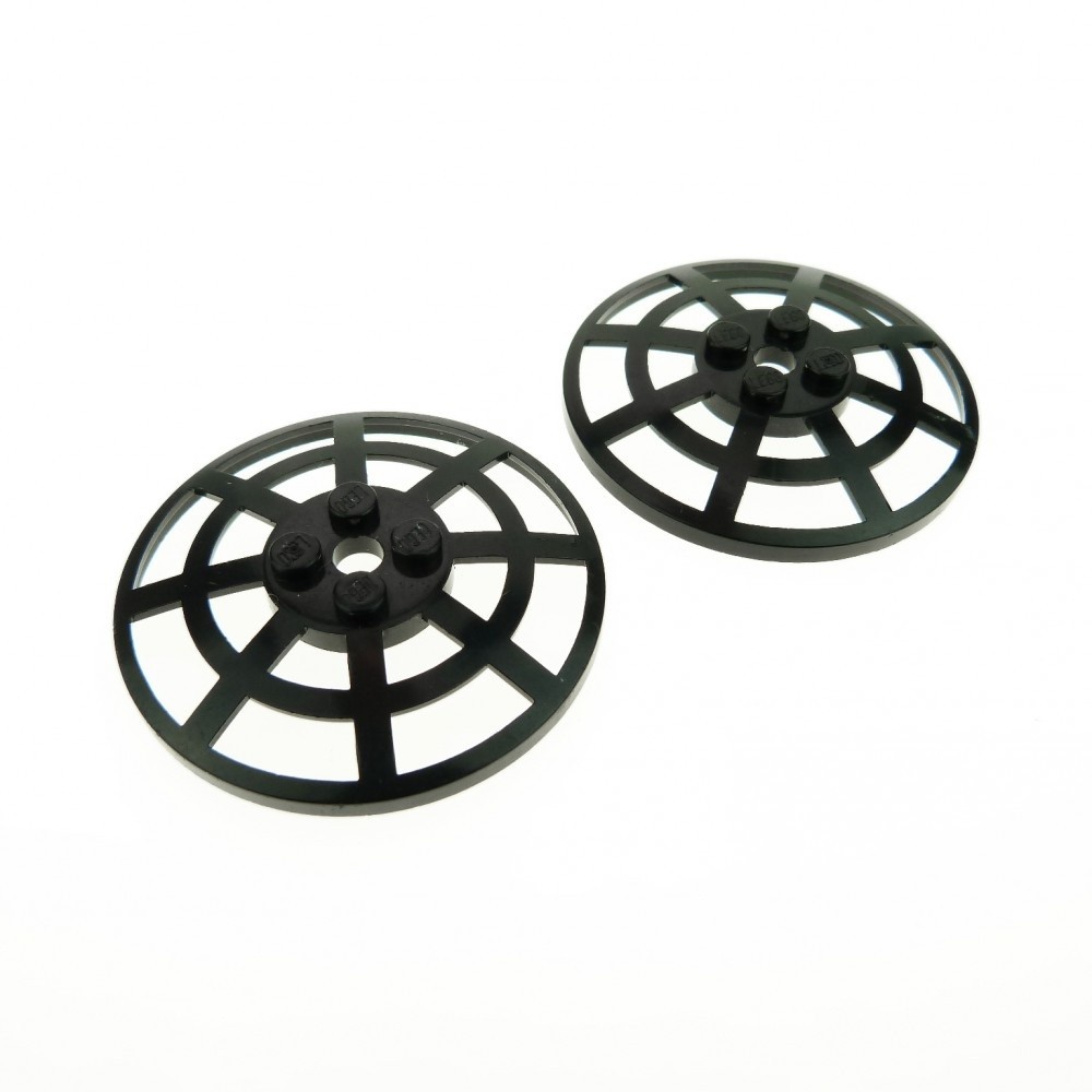 2X Lego Sat Radar Dish 6X6 Black Grid Type 1 Shield Umbrella Blacktron 4285A