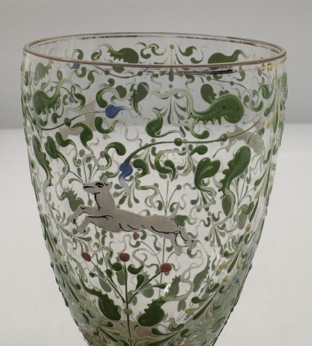 Canine and Foliate - Wine Champagne Glasses - Hand Painted - Set of 2 - Great! - Picture 17 of 23