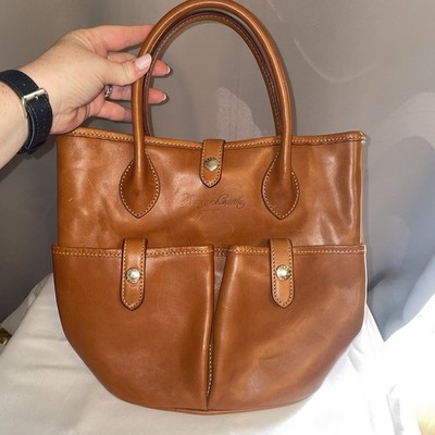 Dooney & Bourke Florentine Leather Bucket Bag Purse Handbag Natural Brown Cognac