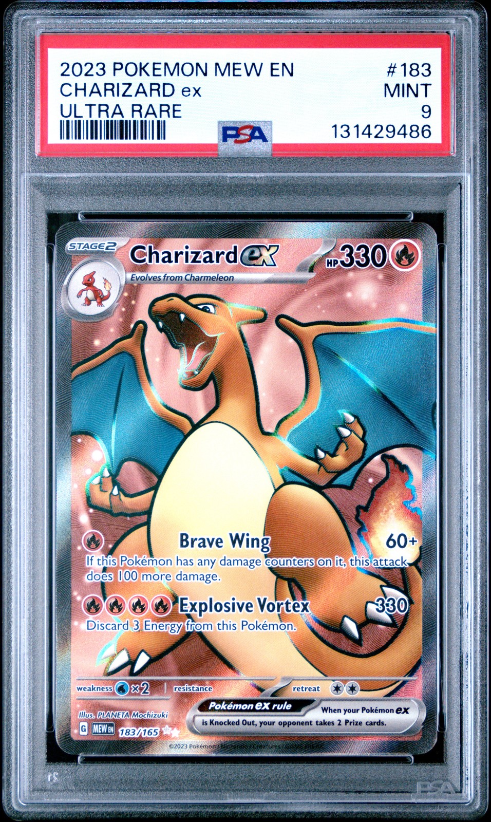 2023 POKEMON MEW EN-151 ULTRA RARE #183 CHARIZARD EX PSA 9