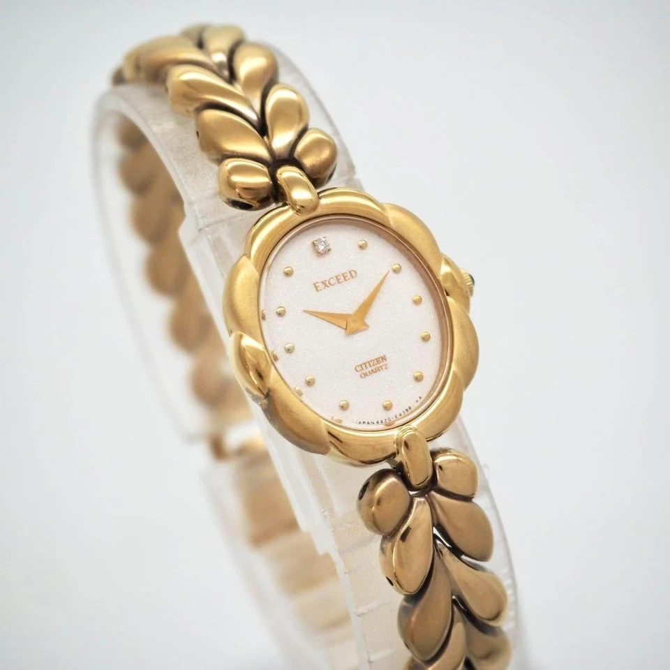 Reloj Citizen Exceed 1P Diamante Ovalado SV925 Plata Tono Oro Cuarzo Damas Foto 2 de 4