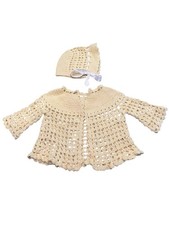 Crochet Vintage 50 s Baby Yellow Sweater And Bonnet