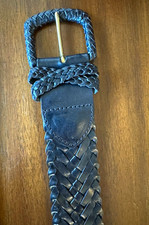 Nordstrom Black Braided Woven Leather Belt Handmade in Turkey Size S NWOT