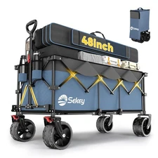 48''L Collapsible Foldable Extended Wagon with 440lbs Weight Capacity, Heavy ...