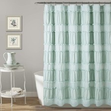 Lush Decor, Blue Nova Ruffle Shower Curtain, 72 x 72