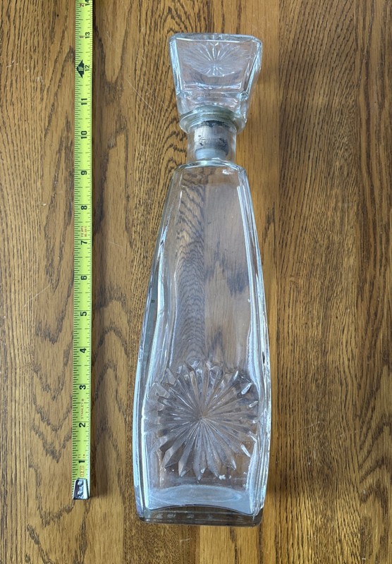 Vintage Starburst Glass Whiskey Decanter Corked Stopper Used VG