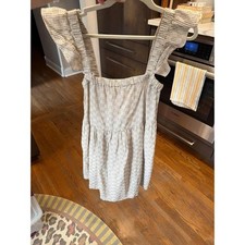 Madewell Texture & Thread smocked dress in a striped cotton-linen nwt small