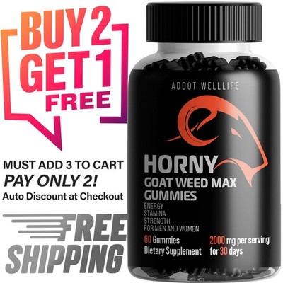 Horny Goat Weed Gummies with maca for Men - nitric oxide 60 gummies