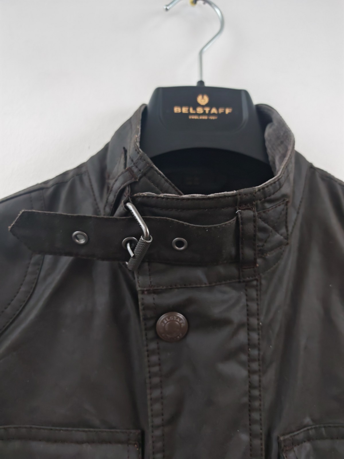 Belstaff Racemaster Waxed Cotton Biker Jacket Burnt Oak Brown Mens UK34 IT44 XS image 10